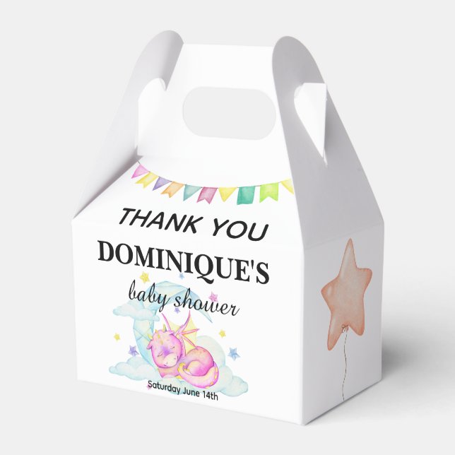 Slumbering Dragon Dreams - Baby Shower Favor Box (Front Side)