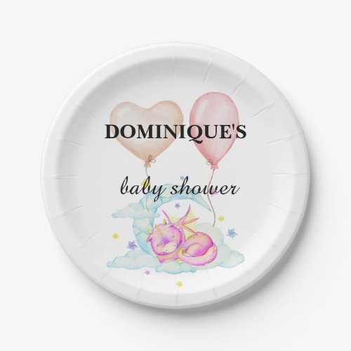 Slumbering Dragon Dreams _ Baby Shower Paper Plates