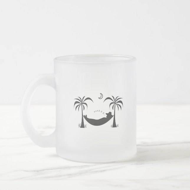 Slumbering Hammock Frosted Glass Coffee Mug (Left)