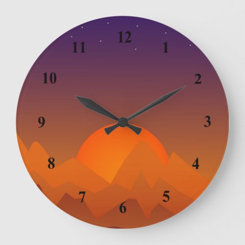 Slumbering Hills Southwest Landscape Art Sunset Large Clock