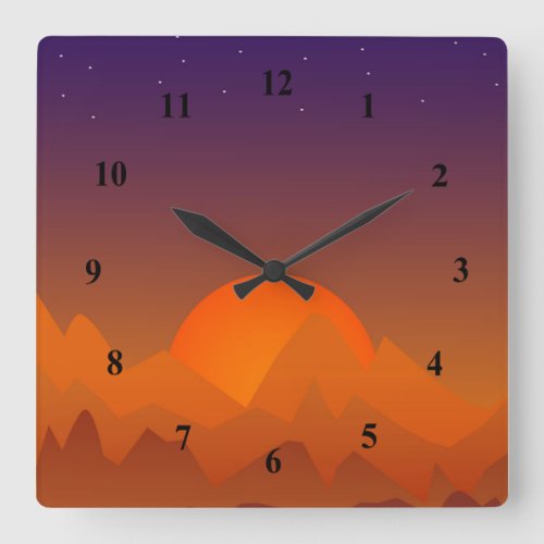 Slumbering Hills Southwest Landscape Art Sunset Square Wall Clock