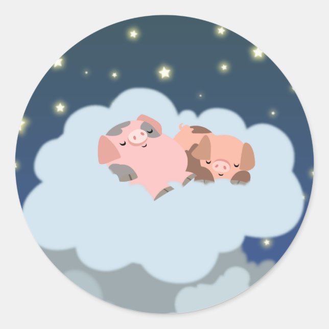 Slumbering Piglets cartoon sticker (Front)