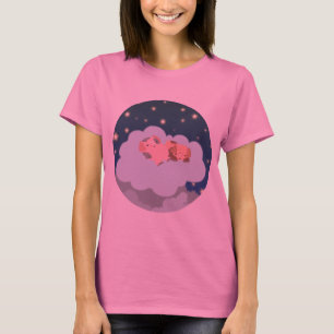 Slumbering Piglets cartoon Women T-shirt