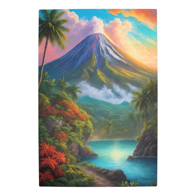 Slumbering Volcano in Paradise Metal Print (Front)