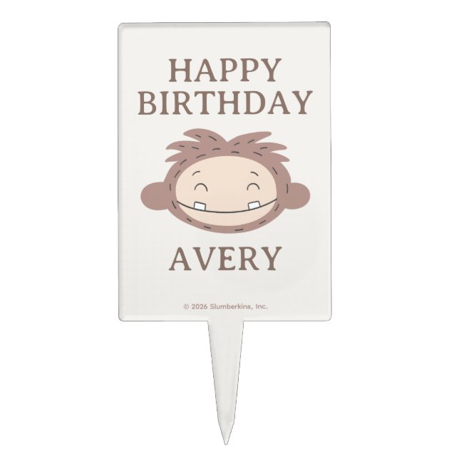 Slumberkins Bigfoot Birthday Cake Topper (Front)
