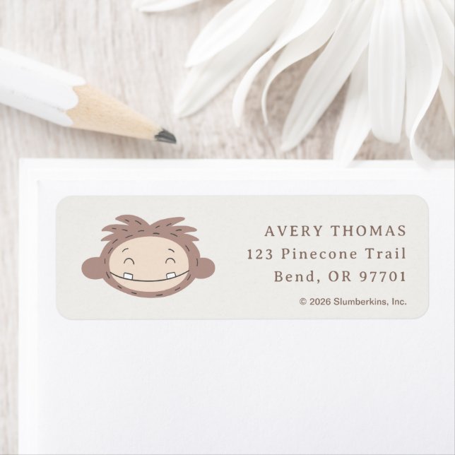 Slumberkins Bigfoot Birthday Label (Insitu)