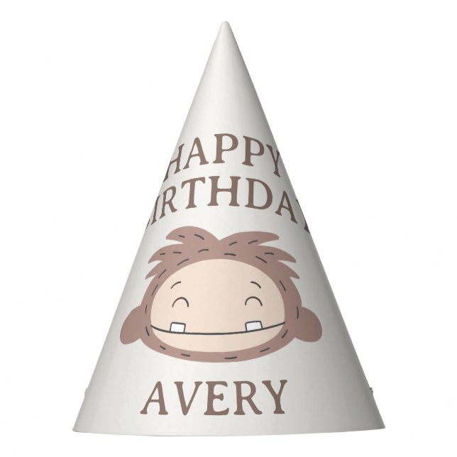 Slumberkins Bigfoot Birthday Party Hat (Front)