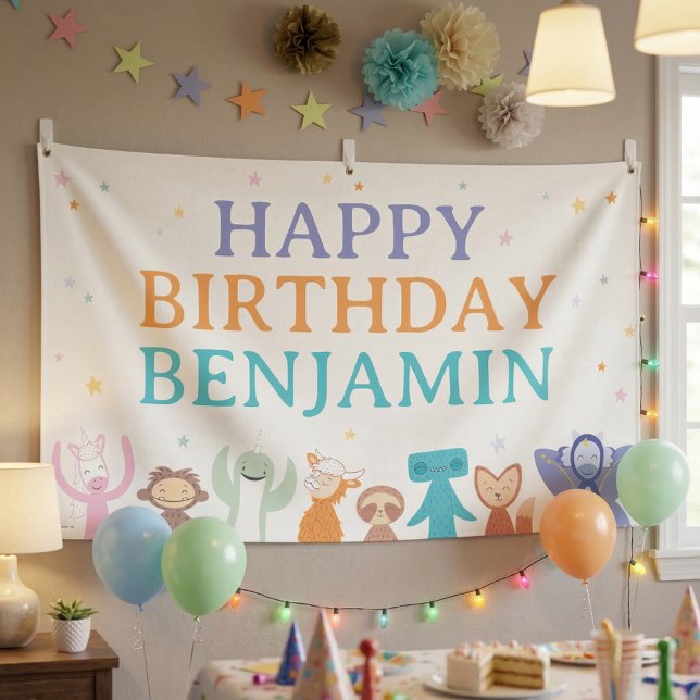 Slumberkins Birthday  Banner (Banner simulated on wall)