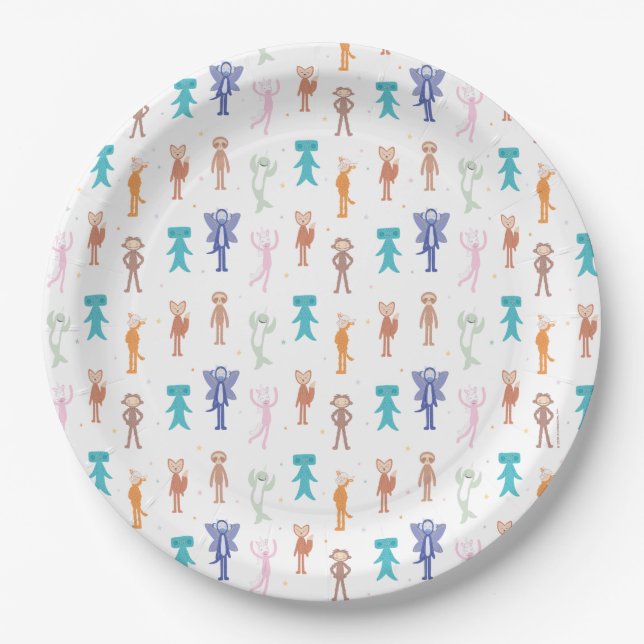 Slumberkins Characters Birthday Pattern Paper Plates (Front)