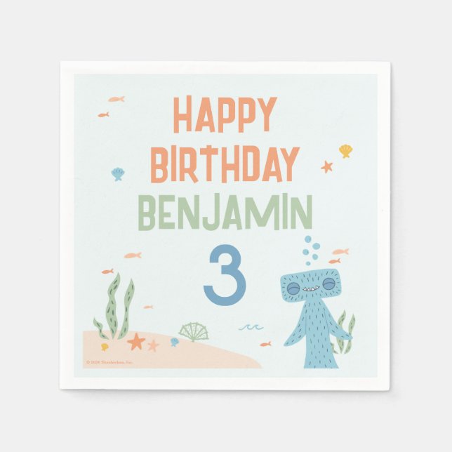 Slumberkins Hammerhead Birthday Napkins (Front)