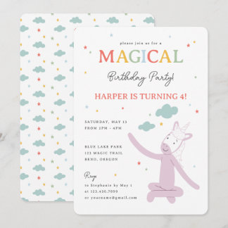 Slumberkins Magical Rainbow Unicorn Birthday Invitation