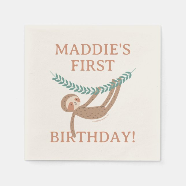 Slumberkins Sloth Birthday Napkins (Front)