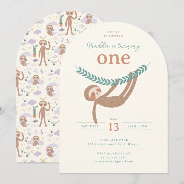 Slumberkins Sloth Birthday Party Invitation (Front/Back)