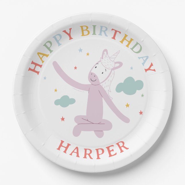 Slumberkins Unicorn Birthday Paper Plates (Front)