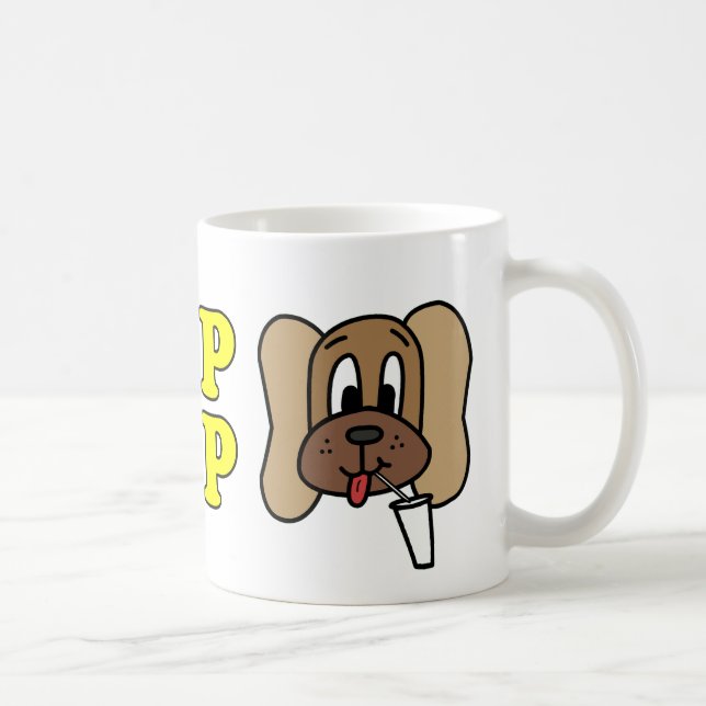 Slurp & Derp logo (3), yellow on white mug (Right)