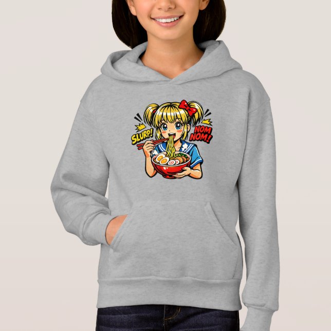 Slurp Nom Anime Girl Ramen Noodles Hoodie (Front)