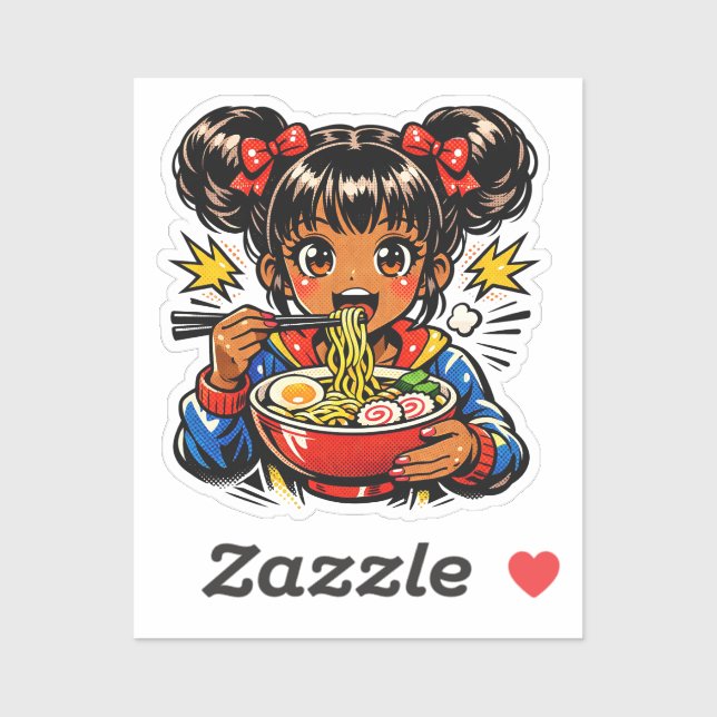 Slurp Nom Anime Girl Ramen Noodles Sticker (Sheet)