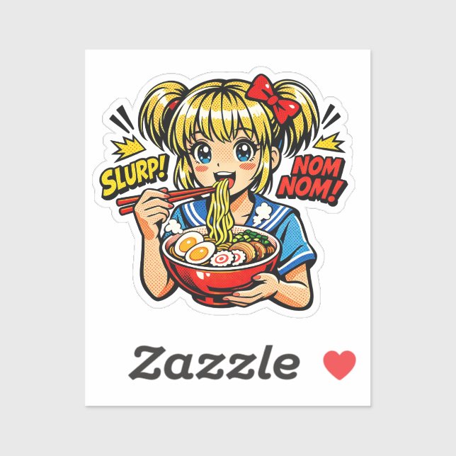 Slurp Nom Anime Girl Ramen Noodles Sticker (Sheet)