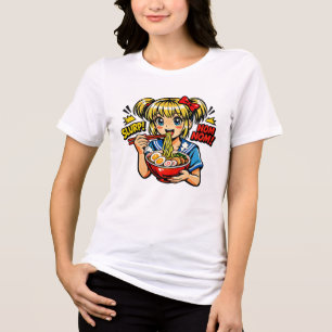 Slurp Nom Anime Girl Ramen Noodles Tri-Blend Shirt