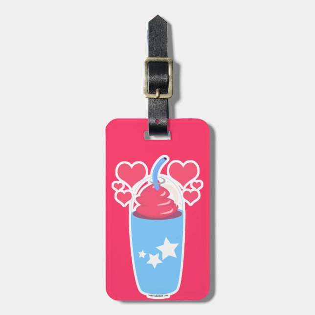 Slush Love Frozen Dessert Drink Cartoon  Luggage Tag (Front Vertical)