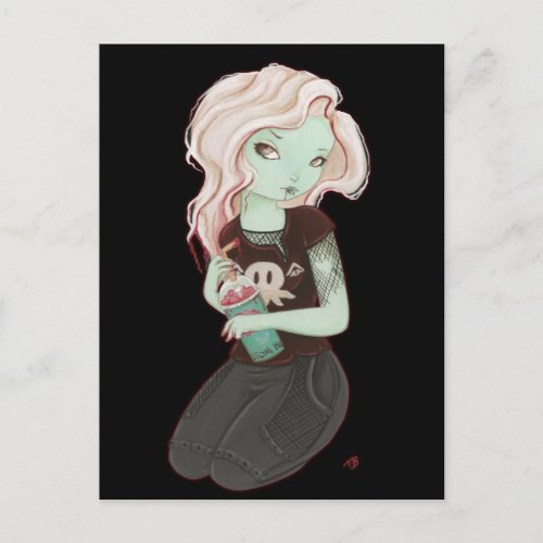Slushieee _ Zombie Goth girl postcard