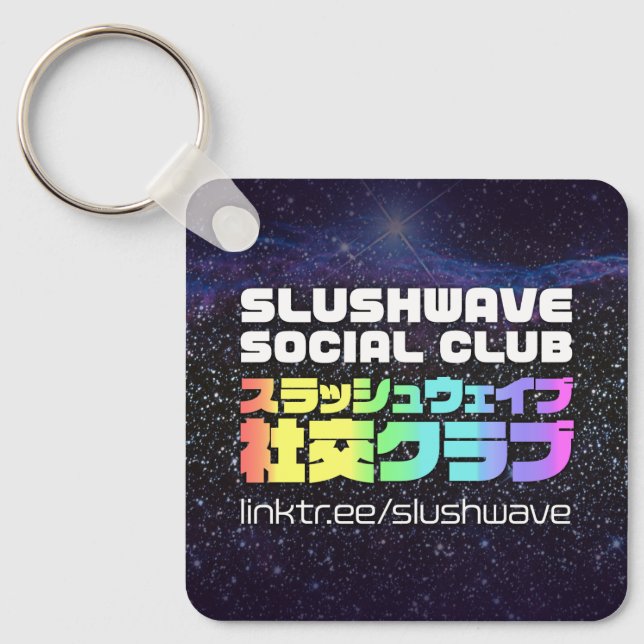 Slushwave Social Club Logo and People Logo Keychain (Front)