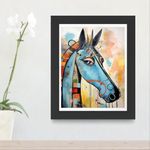 Sly Abstract Horse or Bicorn AI Assist Artwork Framed Art