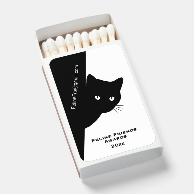 Sly Black Cat 3 Text Areas Matchboxes (Front Open)