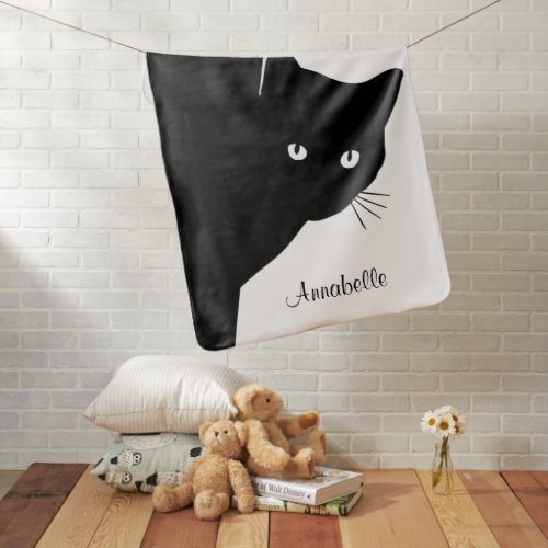 Sly Black Cat Baby Blanket