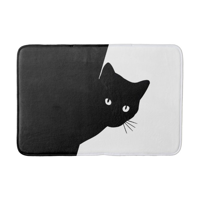 Sly Black Cat Bath Mat (Front)