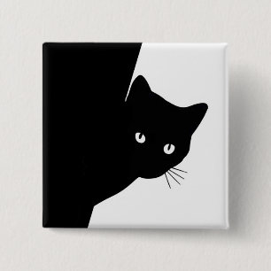 Sly Black Cat Button
