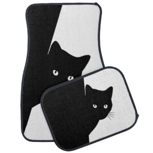 Sly Black Cat Car Floor Mat