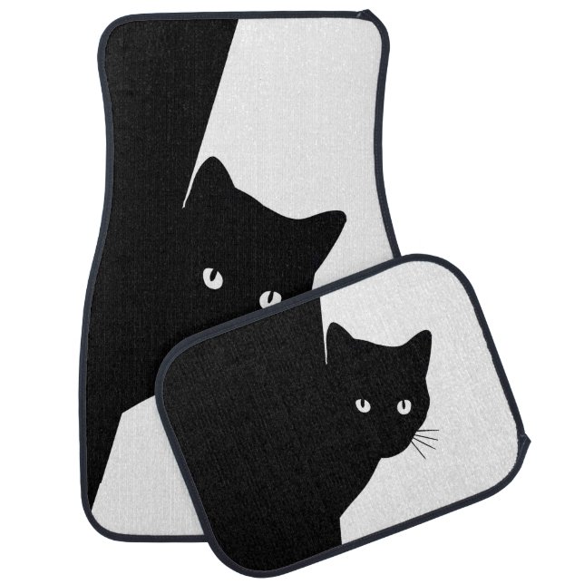 Sly Black Cat Car Floor Mat (Set)