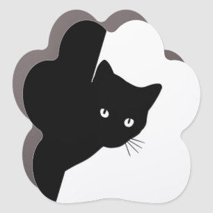 Sly Black Cat Car Magnet