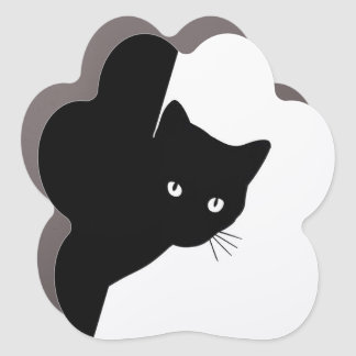 Sly Black Cat Car Magnet