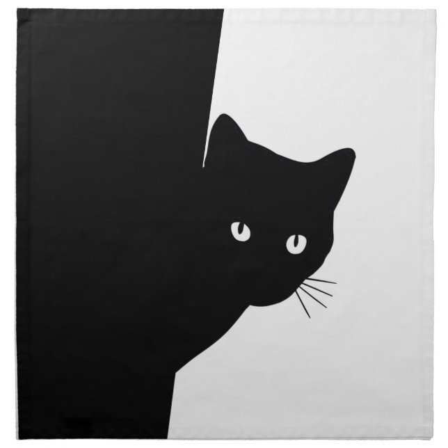 Sly Black Cat Cloth Napkin (Front)