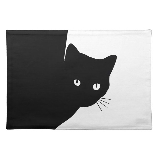 Sly Black Cat Cloth Placemat (Front)