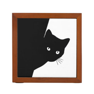 Sly Black Cat  Desk Organizer