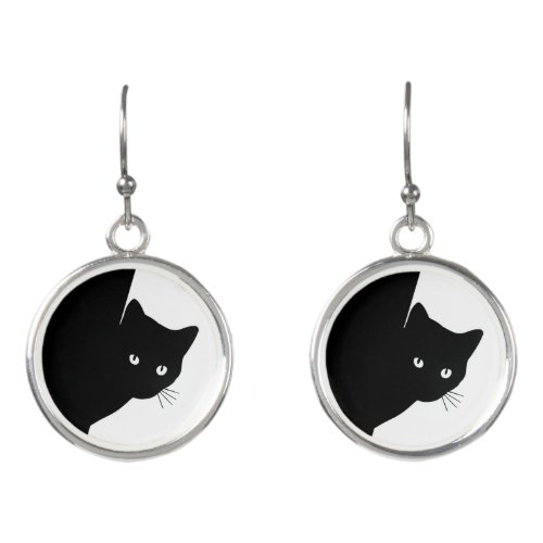 Sly Black Cat Earrings