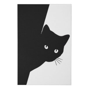 Sly Black Cat Faux Canvas Print