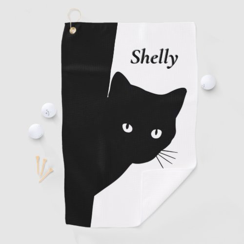Sly Black Cat Golf Towel