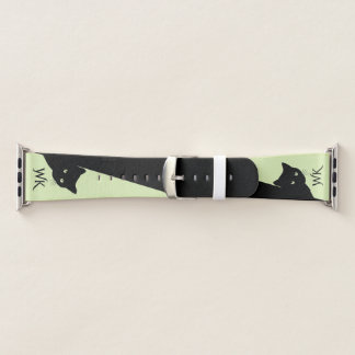 Sly Black Cat Green Monogram Apple Watch Band