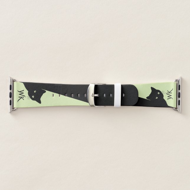Sly Black Cat Green Monogram Apple Watch Band (Band)