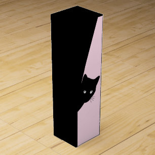 Sly Black Cat Happy Birthday Year and Name Wine Box
