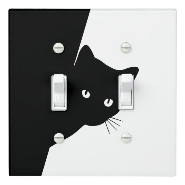 Sly Black Cat Light Switch Cover (In Situ)