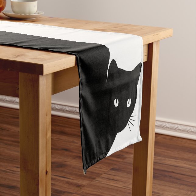 Sly Black Cat Long Table Runner (In Situ)