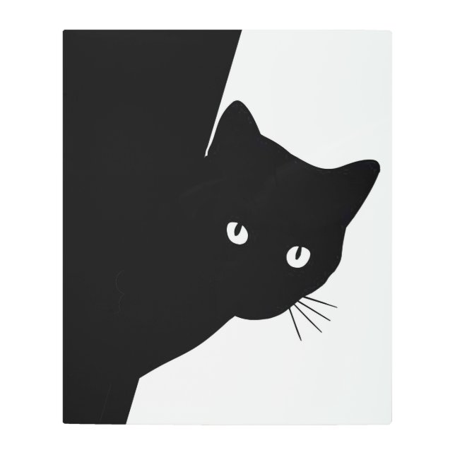 Sly Black Cat Metal Print (Front)