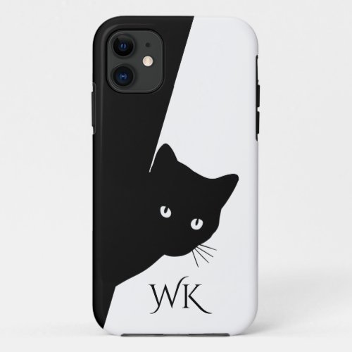 Sly Black Cat Monogram iPhone 11 Case