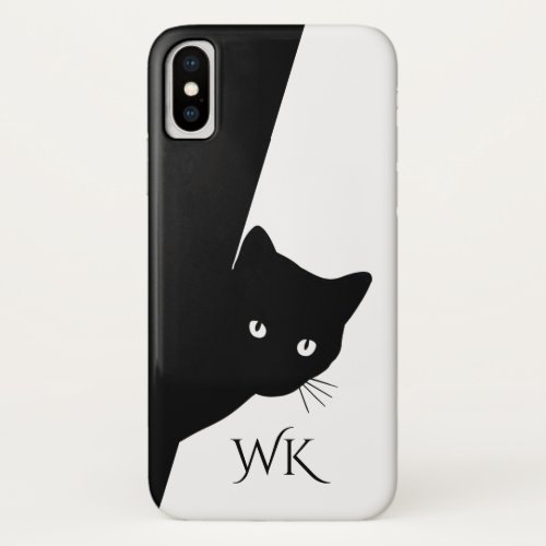 Sly Black Cat Monogram iPhone X Case