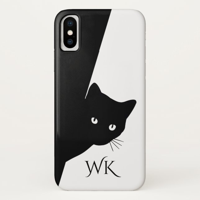 Sly Black Cat Monogram Case-Mate iPhone Case (Back)